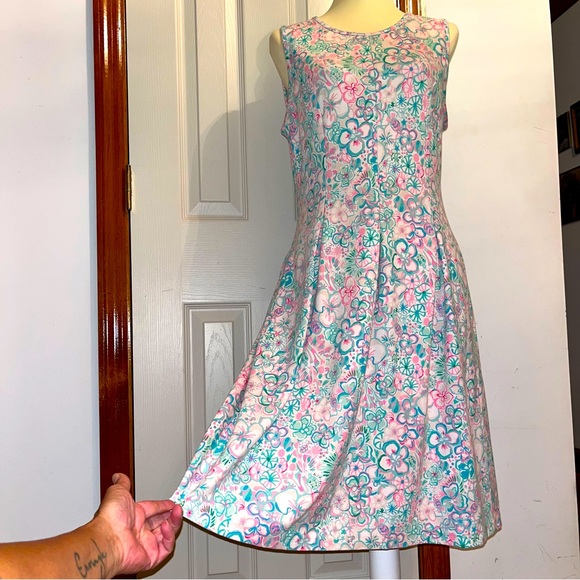 Lilly Pulitzer Kinsey Dress Sleeveless Fit and Flare in Resort White Love Bug - Picture 3 of 14